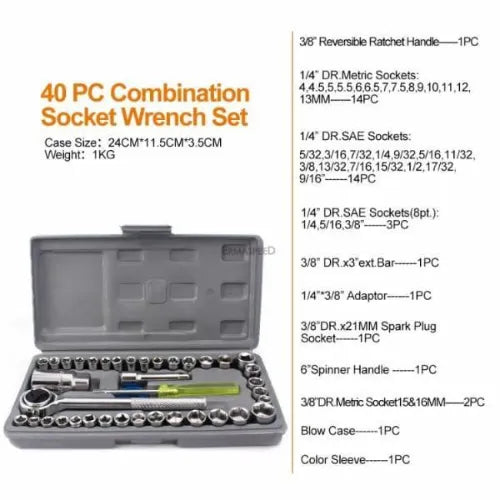 Aiwa 40-Piece Tool Kit – Socket Wrench & Screwdriver Set
