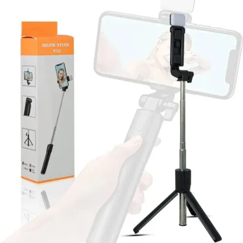 Bluetooth Selfie Tripod with LED Light & Remote – 3-in-1