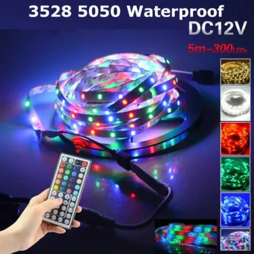 15ft RGB LED Strip Light with Remote & 12V Adapter