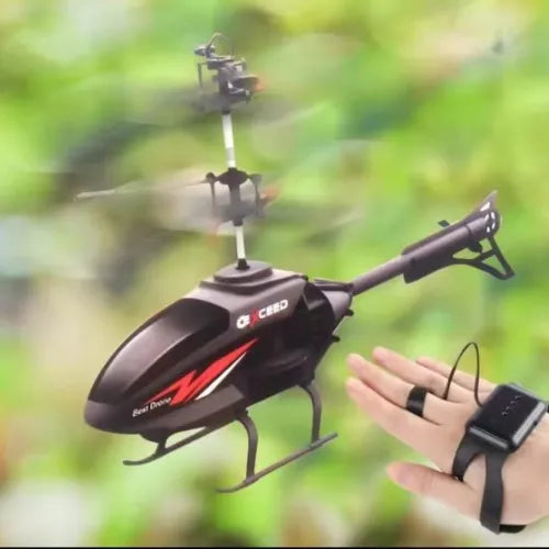 Watch-Controlled Flying Helicopter – LED Induction Toy for Kids