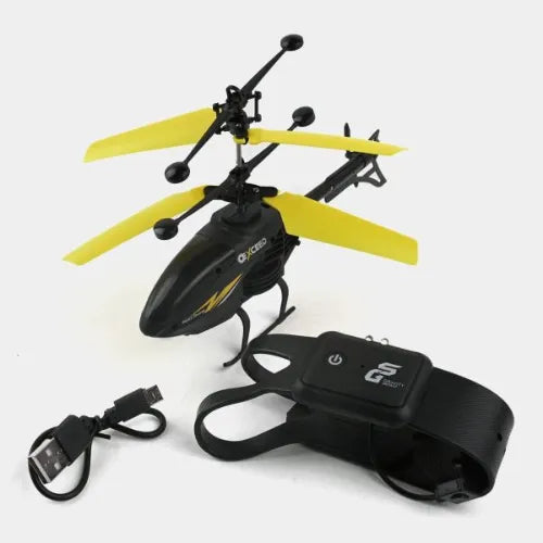 Watch-Controlled Flying Helicopter – LED Induction Toy for Kids