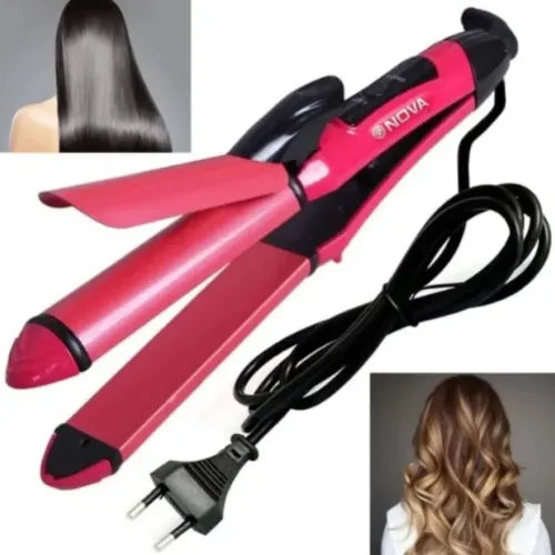 Nova 2-in-1 Hair Straightener & Curler – Model NH-2009| Hair Styling Tool
