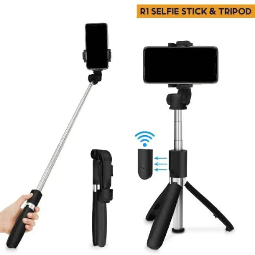 Bluetooth Selfie Tripod with LED Light & Remote – 3-in-1