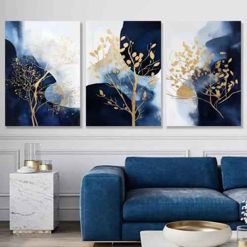 3-Piece Metal Flower Wall Art – Stick-On Home & Office Décor