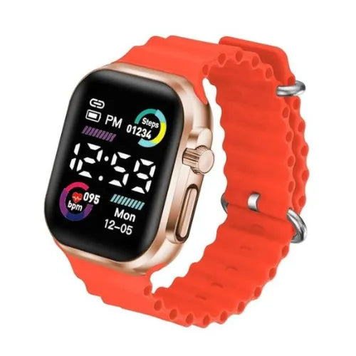 Salicon FlexiTime Digital Watch – Stylish Orange & Gray