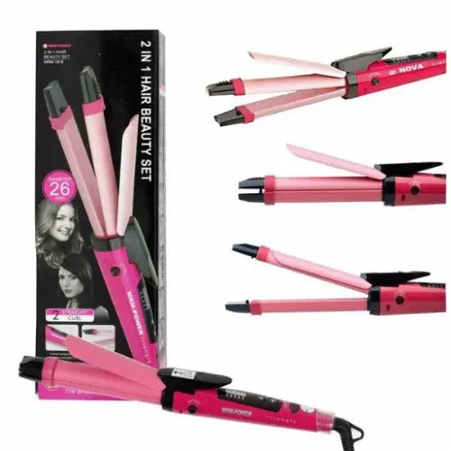 Nova 2-in-1 Hair Straightener & Curler – Model NH-2009| Hair Styling Tool